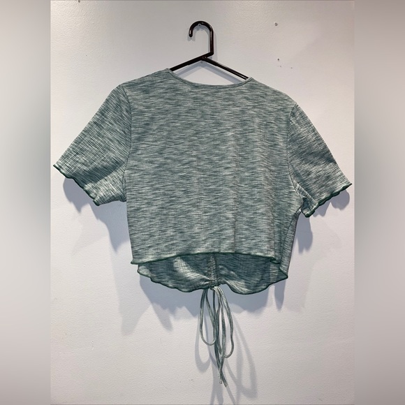 Shein Curve Solid Drawstring Ruched Tee Size 3XL Green - Picture 4 of 5